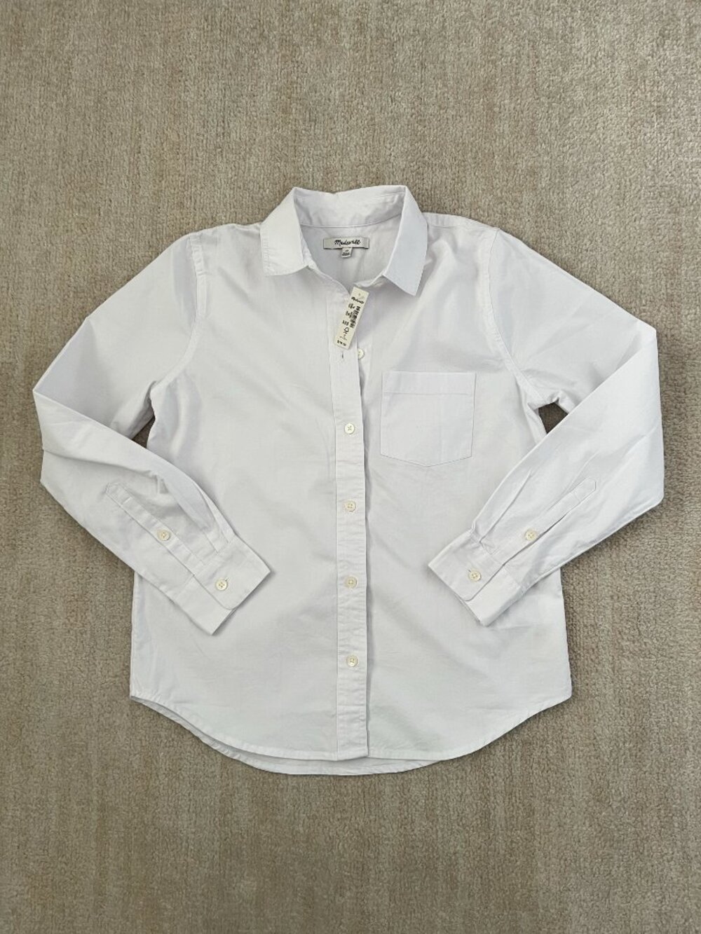 NWT Madewell Shrunken Button Up Oxford Long Sleeve Cotton Shirt Top XS